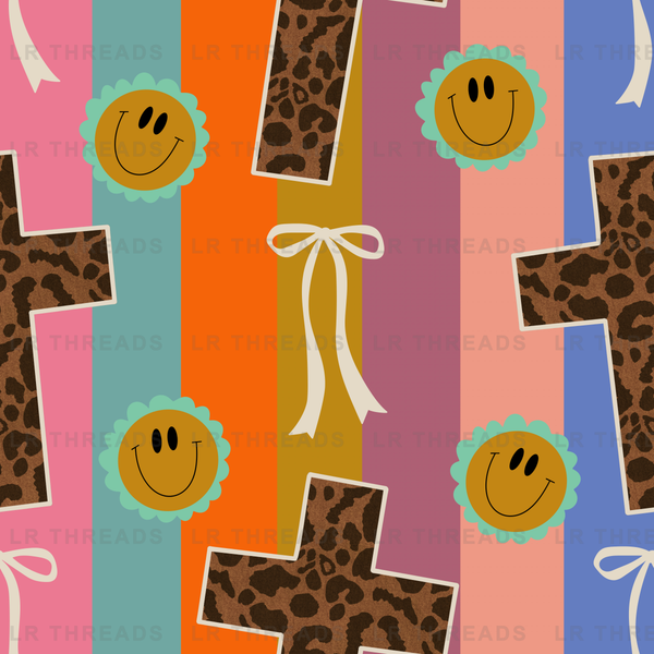 Retro Smiley Leopard Stripes