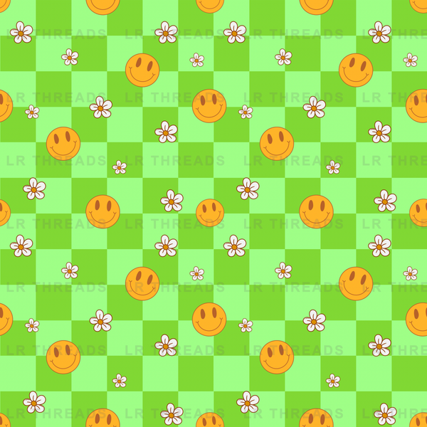 Smiley Flowers Checkerboard