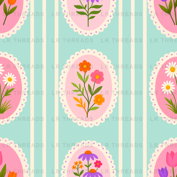 Vintage Floral Medallion Stripe