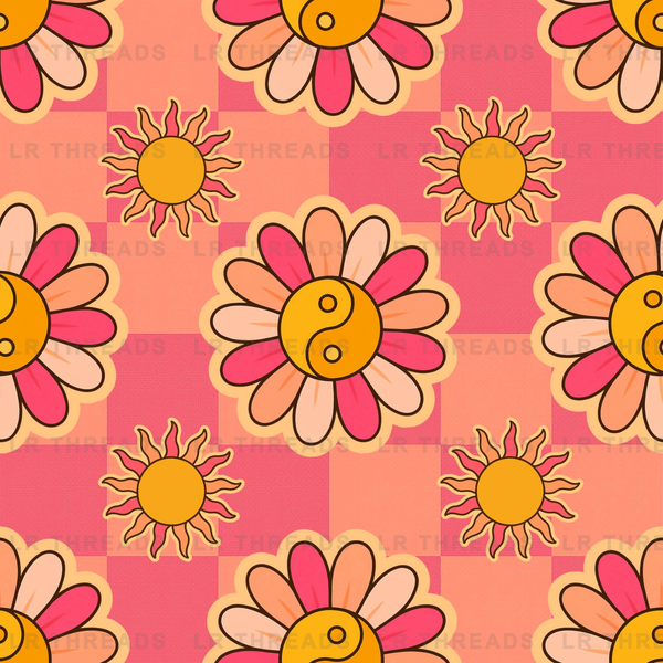 Retro Daisy Checkerboard