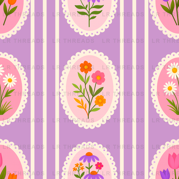 Vintage Floral Medallion Stripes