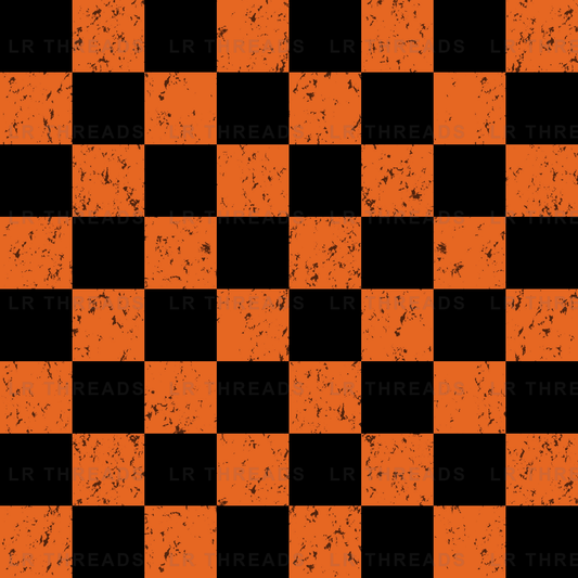 Distressed Orange Black Checkers