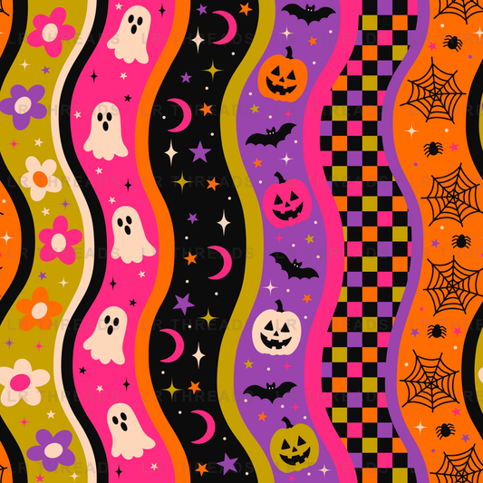 Retro Halloween Wavy Stripes
