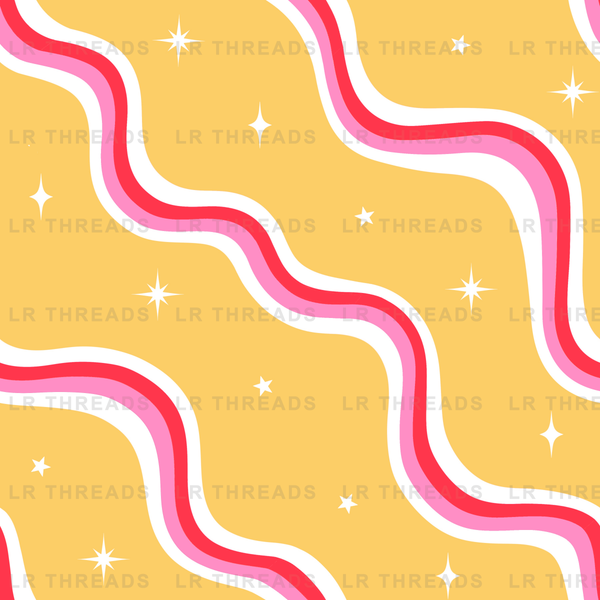 Yellow Stars Wavy Stripes