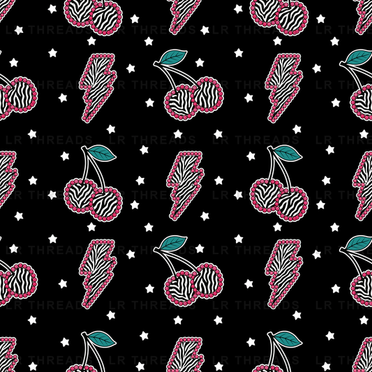 Zebra Cherry Stars Black
