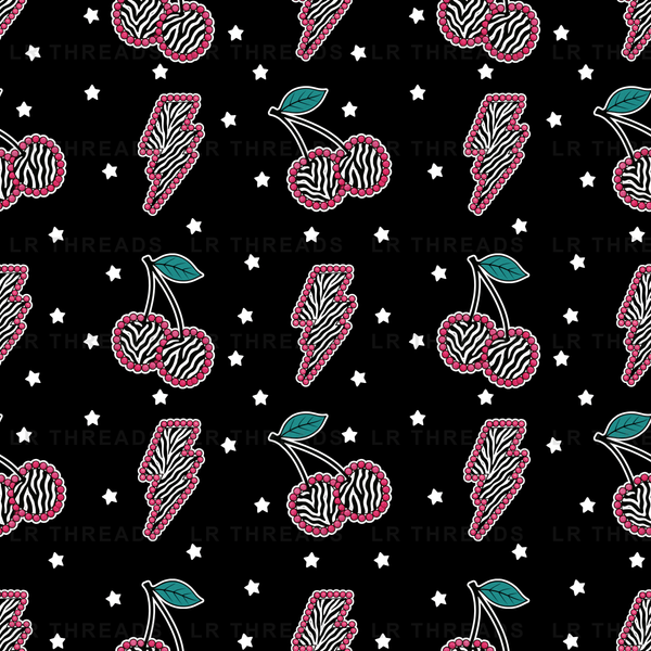 Zebra Cherry Stars Black