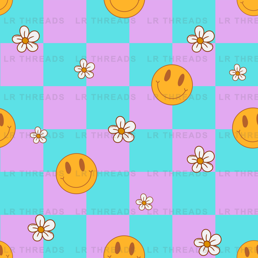 Retro Smiley Daisy Checkers
