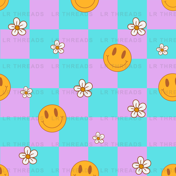 Retro Smiley Daisy Checkers