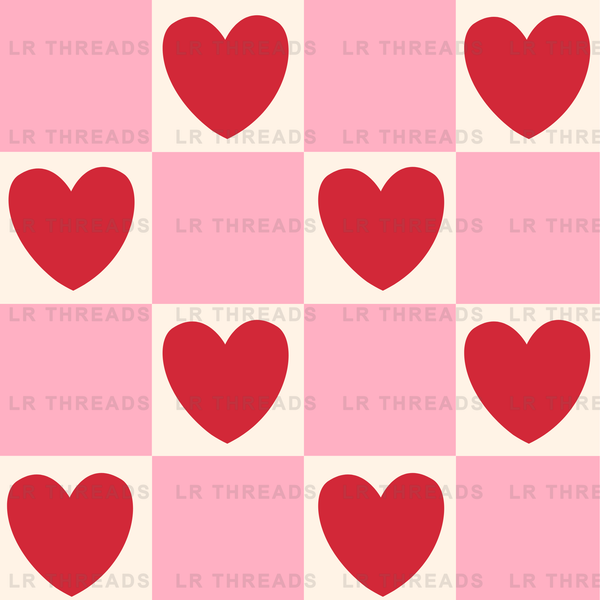 Red Hearts Checkerboard