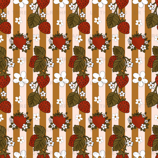Strawberry Floral Stripe