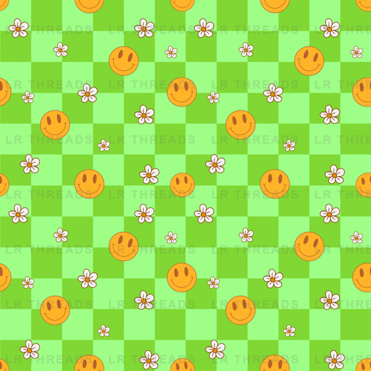 Smiley Flowers Checkerboard