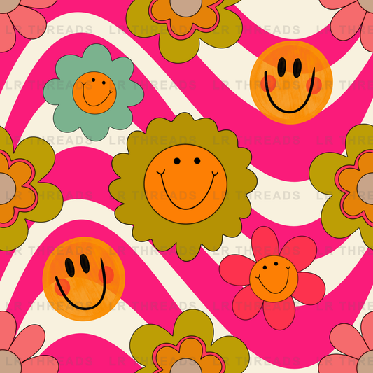 Retro Smiley Flowers 4