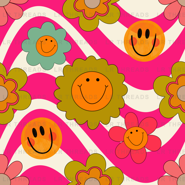 Retro Smiley Flowers 4