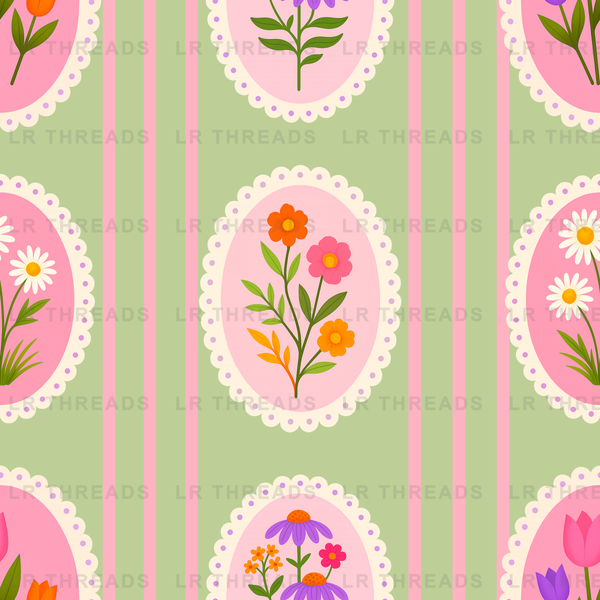 Vintage Floral Medallion Stripe 2