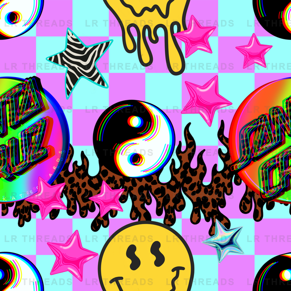 Retro Y2K Smiley Checkers