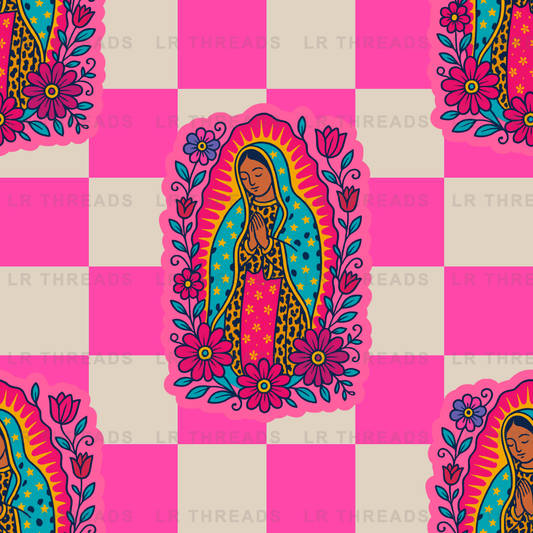 Virgin Mary Floral Checkers