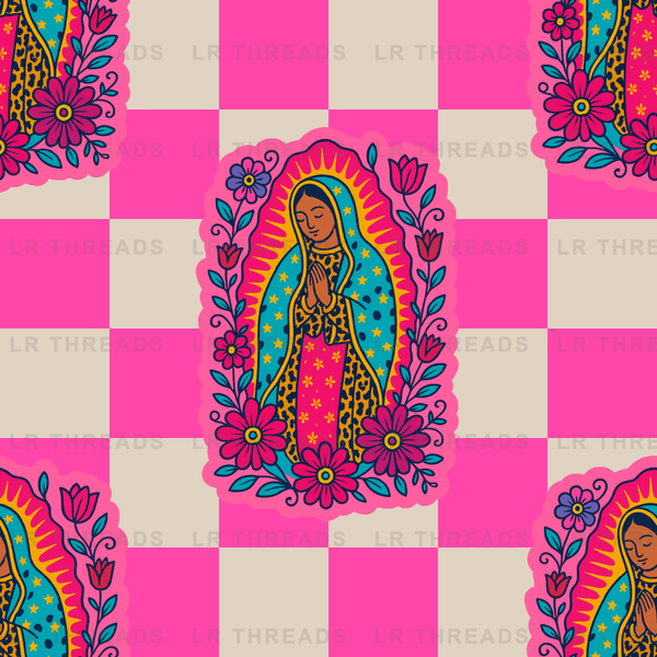 Virgin Mary Floral Checkers