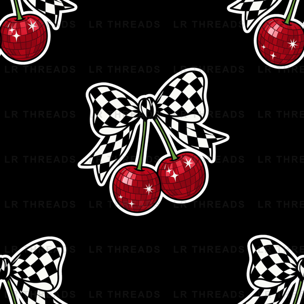 Checkered Cherries Bow