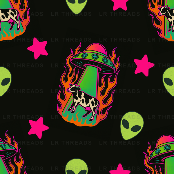UFO Cow Alien Retro