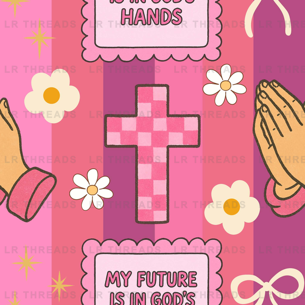Praying Hands Checkered Cross