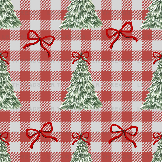 Christmas Gingham Evergreen Bows