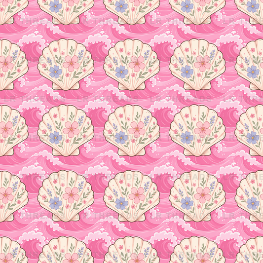 Floral Seashell Waves