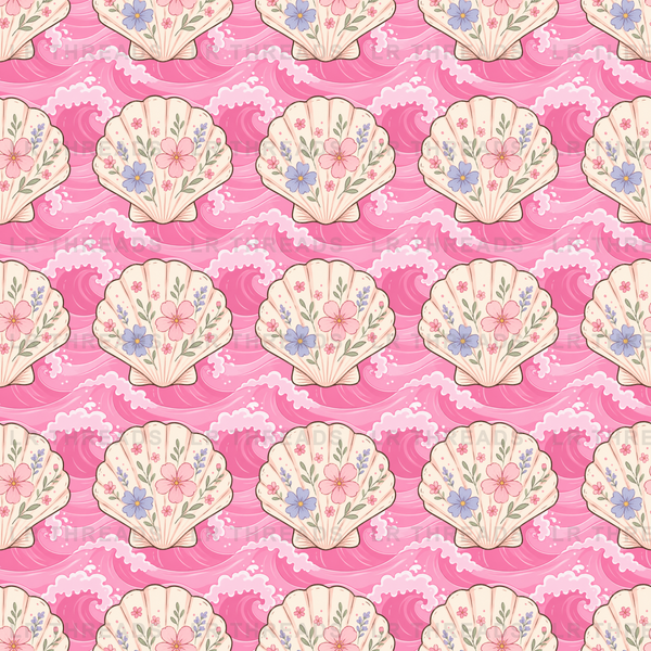 Floral Seashell Waves
